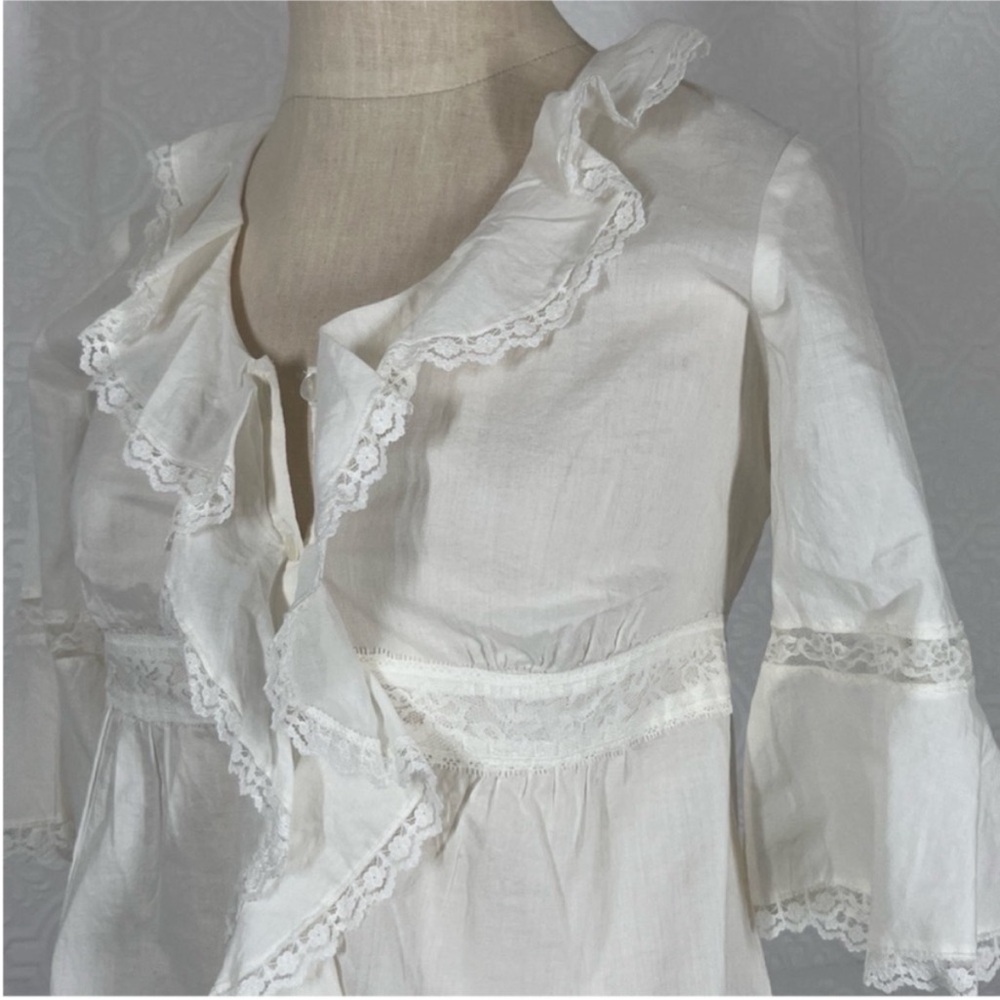 LOFT Cream Ruffled Blouse - Picture 6 of 9